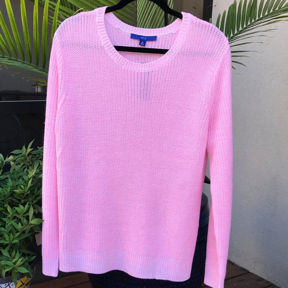 Neon Pink Knit Sweater - XL